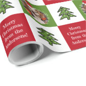 Cute Pet Photo Santa Hat Red Green Cadeaupapier (Rol Hoek)