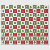 Cute Pet Photo Santa Hat Red Green Cadeaupapier (Vlak)