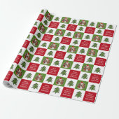Cute Pet Photo Santa Hat Red Green Cadeaupapier (Uitgerold)