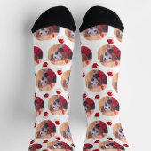 Cute Pet Photo & Santa Hats White Kerstmis Sokken (Top)