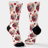 Cute Pet Photo & Santa Hats White Kerstmis Sokken (Gebogen)