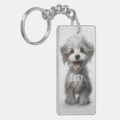 Cute pet photo with name gold plated necklace sleutelhanger (Voorkant Links)
