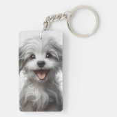 Cute pet photo with name gold plated necklace sleutelhanger (achterkant)