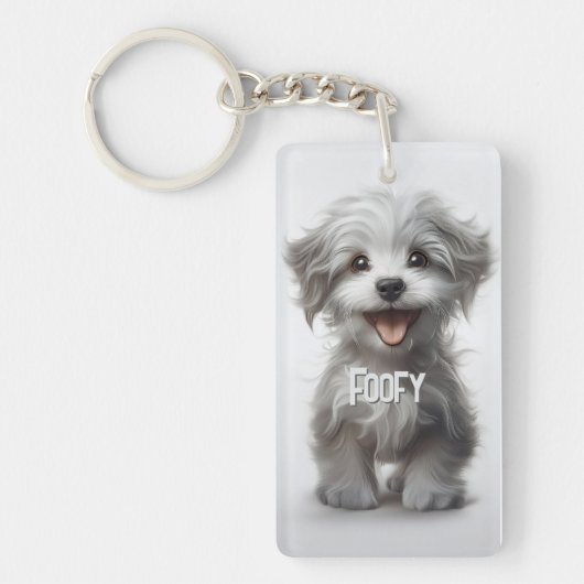 Cute pet photo with name gold plated necklace sleutelhanger (Voorkant)