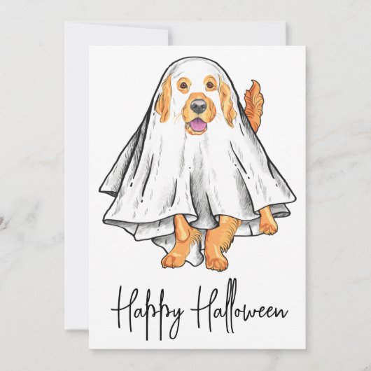 Cute Pet Puppy Dog Ghost Happy Halloween Feestdagenkaart (Voorkant)