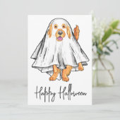 Cute Pet Puppy Dog Ghost Happy Halloween Feestdagenkaart (Staand voorkant)