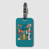 Cute Pet Rescue Love Cartoon Bagagelabel (Voorkant (verticaal))