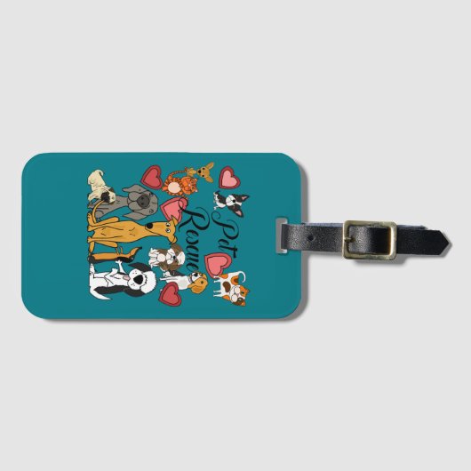 Cute Pet Rescue Love Cartoon Bagagelabel (Voorkant (horizontaal))