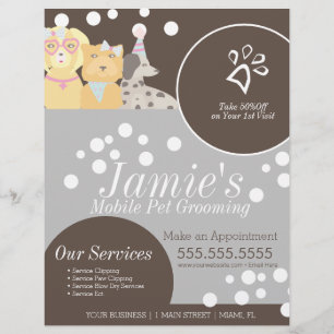 Cute Pet Services Grooming Dog Bubbles Flyer
