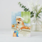 Cute Pet Shiba Inu Dog Bathing Funny Briefkaart (Staand voorkant)
