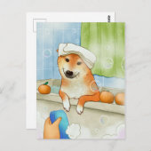 Cute Pet Shiba Inu Dog Bathing Funny Briefkaart (Voorkant / Achterkant)