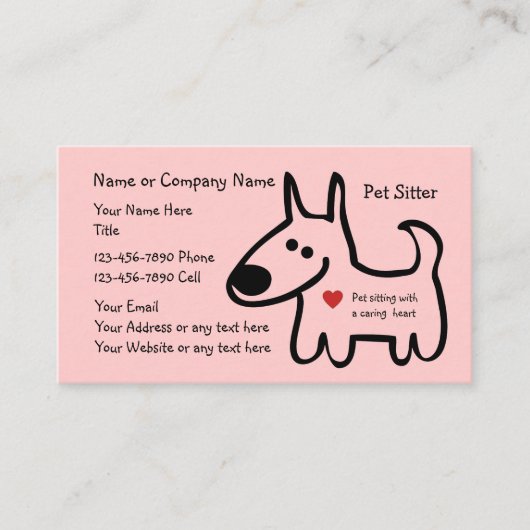 Cute Pet Sitter Visitekaartjes (Voorkant)