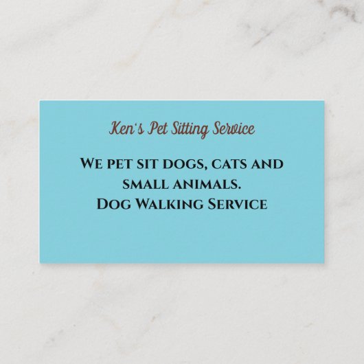 Cute Pet Sitting Animal Care Dog Walking Visitekaartje (Achterkant)