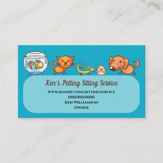 Cute Pet Sitting Animal Care Dog Walking Visitekaartje (Voorkant)