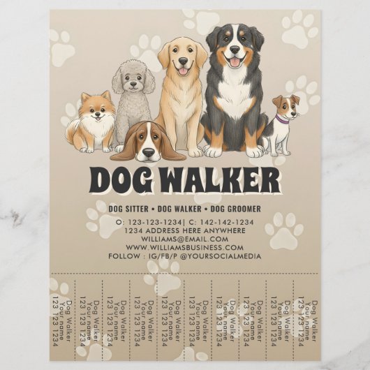 Cute Pet Sitting Dog Walker Custom Promotional Flyer (Voorkant)
