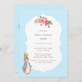 Cute Peter Rabbit Baby in Boy Shower Invitation Kaart (Voorkant / Achterkant)