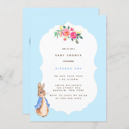 Cute Peter Rabbit Baby in Boy Shower Invitation Kaart