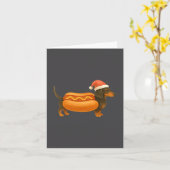 Cute Petite Christmas Funny Hot Dog Dachshund  Kaart (Gele Bloem)