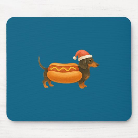 Cute Petite Christmas Funny Hot Dog Dachshund  Muismat (Voorkant)