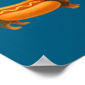 Cute Petite Christmas Funny Hot Dog Dachshund  Poster (Hoek)