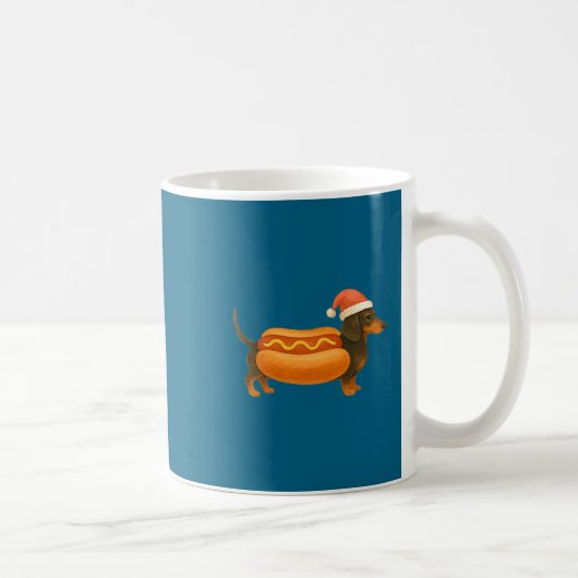 Cute Petite Christmas Funny Hot Dog Dachshund Prem Koffiemok (Rechts)