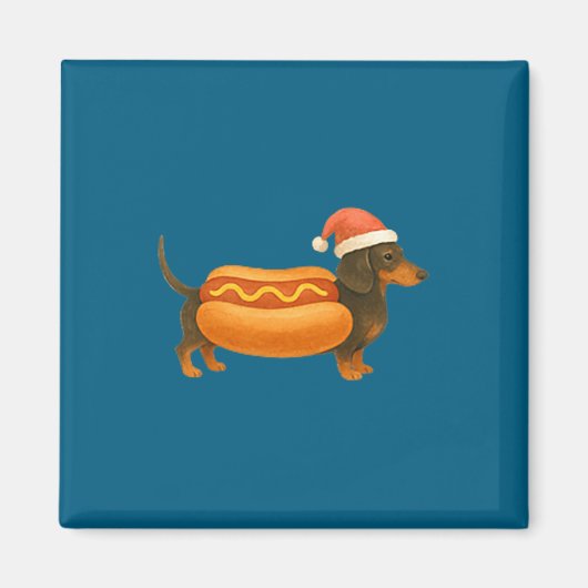 Cute Petite Christmas Funny Hot Dog Dachshund Prem Magneet (Voorkant)