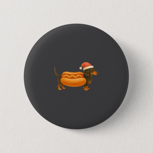 Cute Petite Christmas Funny Hot Dog Dachshund Prem Ronde Button 5,7 Cm (Voorkant)