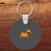 Cute Petite Christmas Funny Hot Dog Dachshund Sleutelhanger (Voorkant)