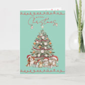 Cute Pets Christmas Aqua | Folded Greeting Card Kaart (Voorkant)