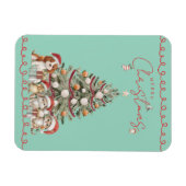 Cute Pets Christmas Magnet on Aqua Background Magneet (Horizontaal)