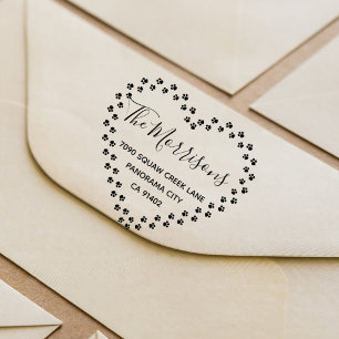 Cute Pets Paw Hearth WreatFamily Return-adres Zelfinktende Stempel