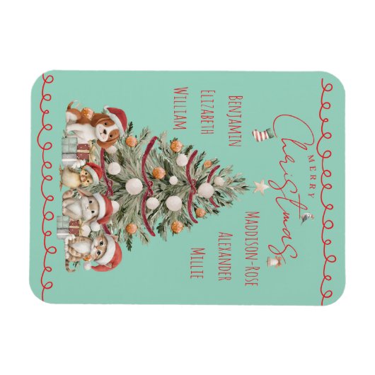 Cute Pets Watercolour Family Christmas Magnet Magneet (Horizontaal)