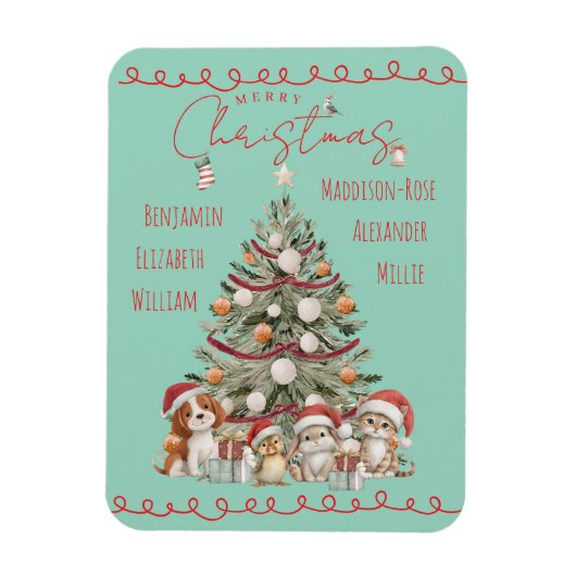 Cute Pets Watercolour Family Christmas Magnet  Magneet (Verticaal)