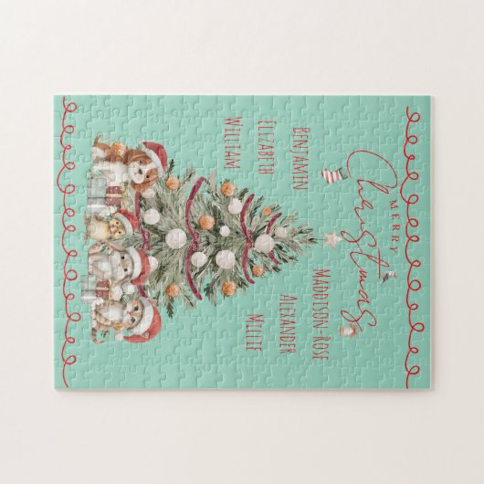 Cute Pets Watercolour Family Christmas Puzzle Legpuzzel (Horizontaal)