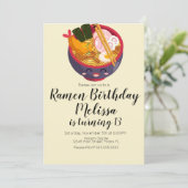 Cute Pho Oriental Ramen Verjaardag Diner Paars Roo Kaart (Staand voorkant)