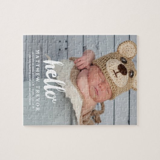 Cute Photo Baby Birth Notice Legpuzzel (Horizontaal)