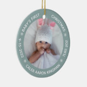 Cute Photo Baby's First Kerstblauw Keramisch Ornament (Rechts)