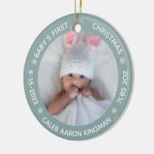 Cute Photo Baby's First Kerstblauw Keramisch Ornament (Links)