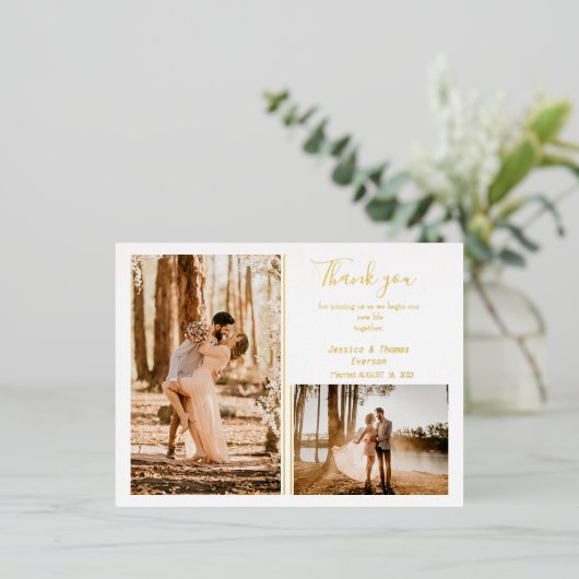 Cute Photo collage, bruiloft Dank je CARD Folie Feestdagen Briefkaart (Staand Voorkant)