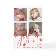 Cute Photo Collage Red Joy Kerstmis