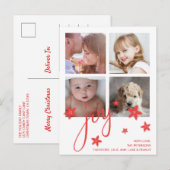 Cute Photo Collage Red Joy Kerstmis Feestdagenkaart (Voorkant / Achterkant)