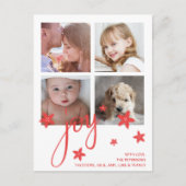 Cute Photo Collage Red Joy Kerstmis Feestdagenkaart (Voorkant)