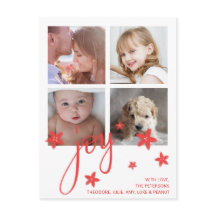 Cute Photo Collage Red Joy Kerstmis