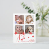 Cute Photo Collage Red Joy Kerstmis Feestdagenkaart (Staand voorkant)