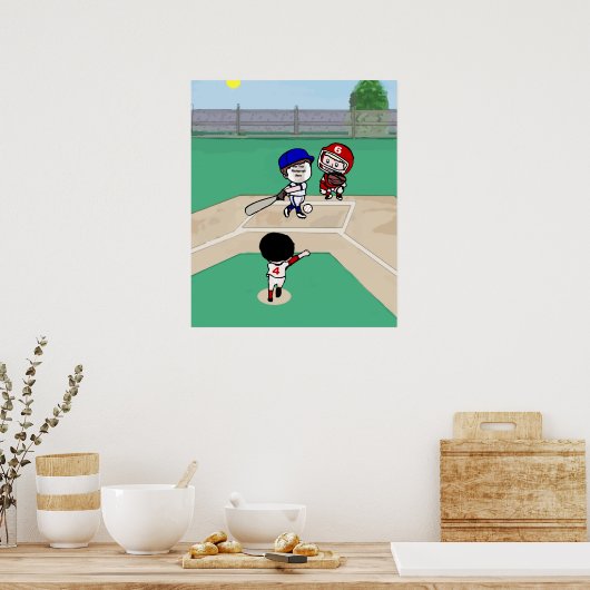 Cute Photo face sjabloon honkbalspelers Poster (Keuken)