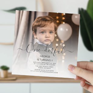 Cute Photo First Birthday Invitation Kaart