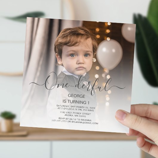 Cute Photo First Birthday Invitation Kaart