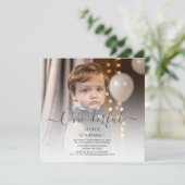 Cute Photo First Birthday Invitation Kaart (Staand voorkant)