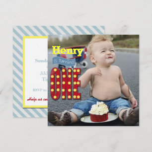 Cute Photo , First Year Birthday Invitation Kaart