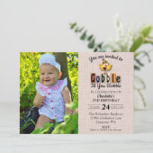 Cute Photo Gobble Til you wobble Birthday Kaart (Staand voorkant)